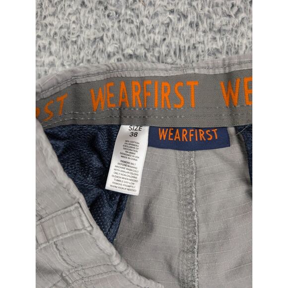 Wear First Shorts Mens 38 Gray Ripstop Cargo Work Casual Stretch Chore Summer - Picture 4 of 9